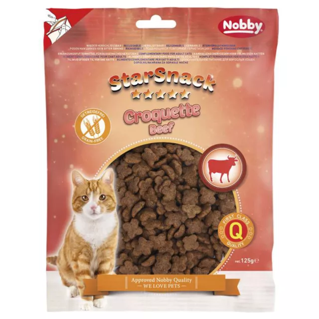 Nobby Starsnack Croquette Boeuf sans Grains 125g, Snack pour Chats, Neuf