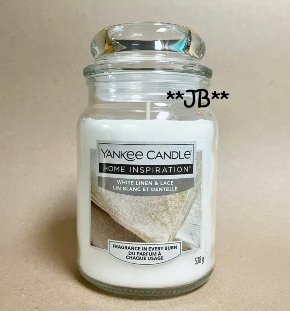 Yankee Candle 538g Large Jar "White Linen & Lace" Fresh Scented Candle -- New