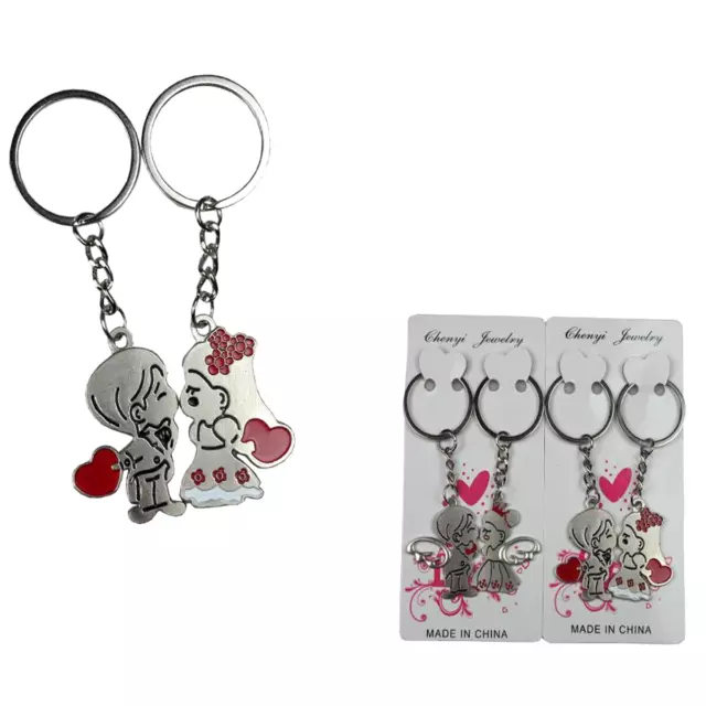 4 PCS ( 2 set ) I LOVE YOU Lovers Couples Keychain Keyring Set Valentine's Day