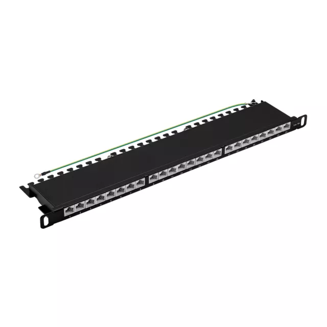 Patchpanel Patchfeld Cat6A 19 Pouces 24 Port 0,5HE RJ45 10GB Lan Protégé Noir