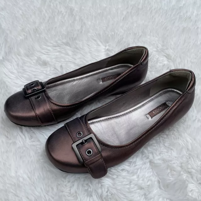 ECCO DESIGN DANISH Anine Ballerina Taupe Women s 37 6.5 Leather