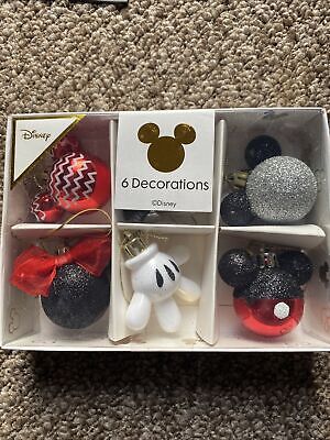 Disney Mickey Minnie Mouse Christmas Bauble Decoration Ornament Set Red Ears