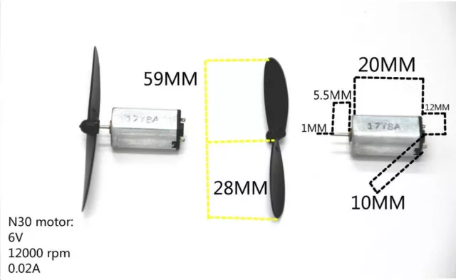 Motore Motorino elettrico  1,5 6V 12000rpm per aeromodelli con elica