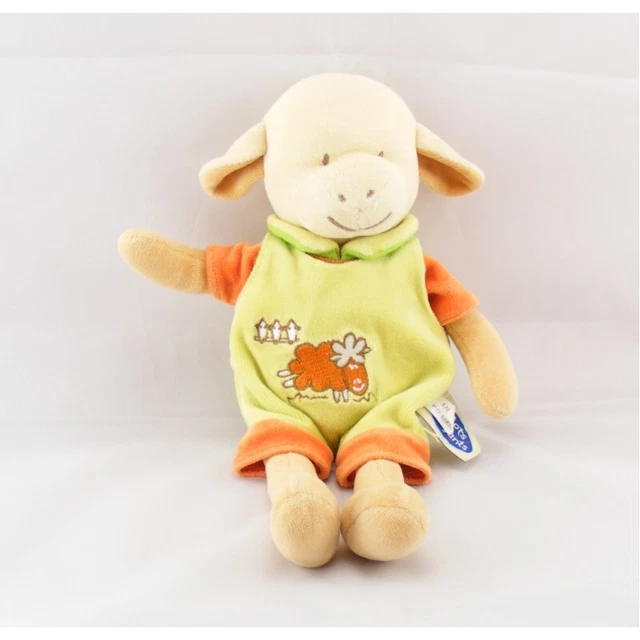 Doudou agneau mouton vert orange MOTS D'ENFANTS LOT DE 2 - 4160
