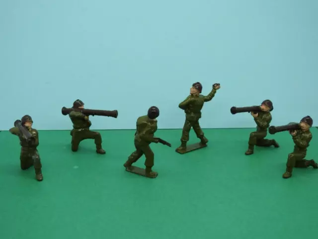 CHERILEA x 6 VINTAGE 1950s LEAD AMERICAN WWII GI INFANTRY SOLDIERS IN COMBAT 2