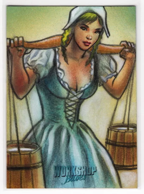 2017 5finity WORKSHOP BABES Back in History Huy Truong 1/1 Sketch Card MILK MAID
