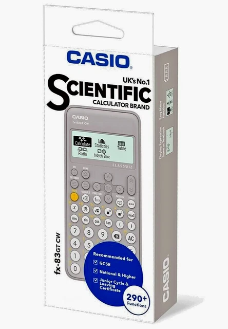 Calculatrice Scientifique Casio FX-83GTCW - Autorisée Aux Examens | Affichage Naturel, Grise