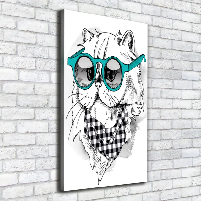 Tulup Dipinto Su Tela Pittura Su Un Muro 50x100cm - Gatto Con Gli Occhiali
