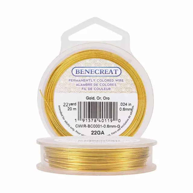 BENECREAT, Filo di rame colorato in modo permanente, Oro, 22-Gauge (20 m) (e7n)