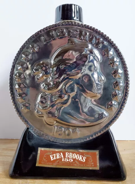 Rare Ezra Brooks 1969, 1804  Liberty Silver Dollar 1804 Whiskey Decanter Mint!