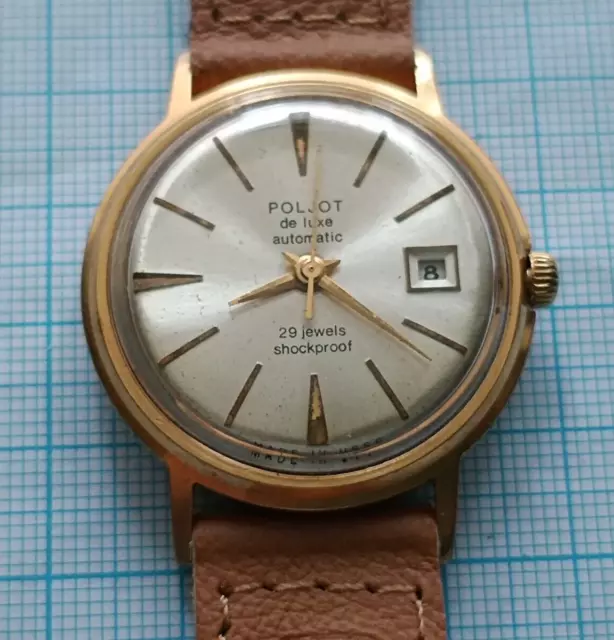 POLJOT de luxe Automatic mechanical  29 Gio USSR gold plated  mens watch USSR