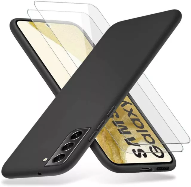 CUSTODIA SLIM TPU NERO COVER per SAMSUNG GALAXY S22  +PELLICOLA VETRO TEMPERATO