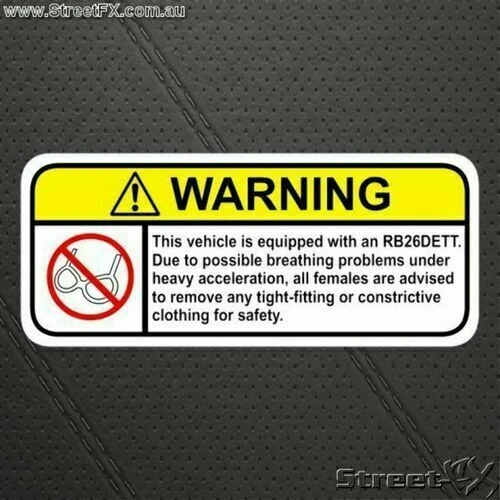 RB26 VISOR WARNING Sticker Decal Funny for Nissan Skyline GTR GTT 5.35