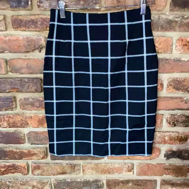 Amanda & Chelsea Black White Windowpane Plaid Pencil Straight Skirt Women's 0