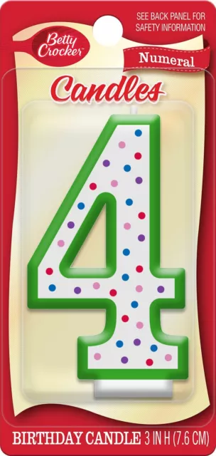 Betty Crocker Numeral Birthday Candle #4, Green