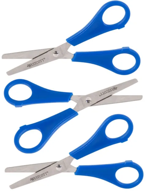 Westcott Children's Scissors Right Handed Kids Blue  School Crafts - Pack 3