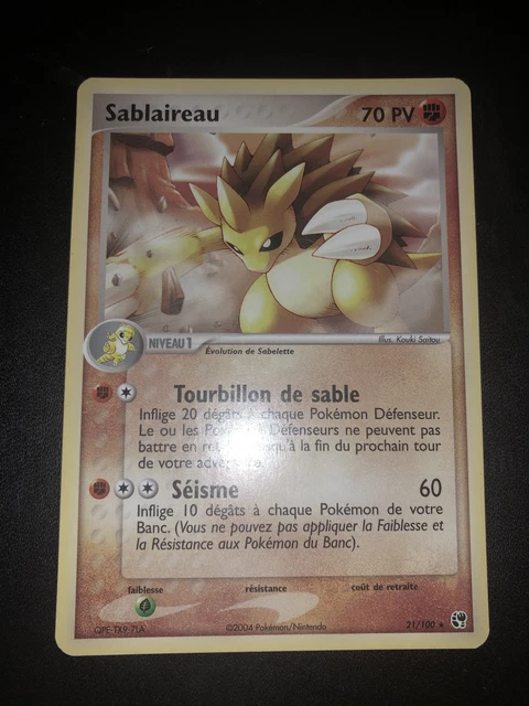 Sablaireau Rare - Pokemon 21/100 Ex Tempete De Sable Proche Du Neuf Fr