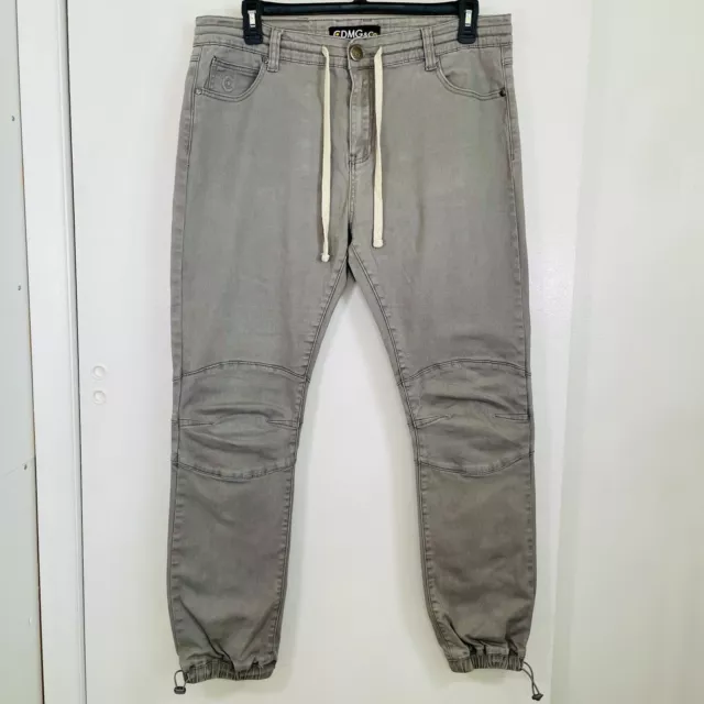 CDMG & Co. Men’s Drawstring Waist Gray Denim Jeans Joggers Pants 38x32