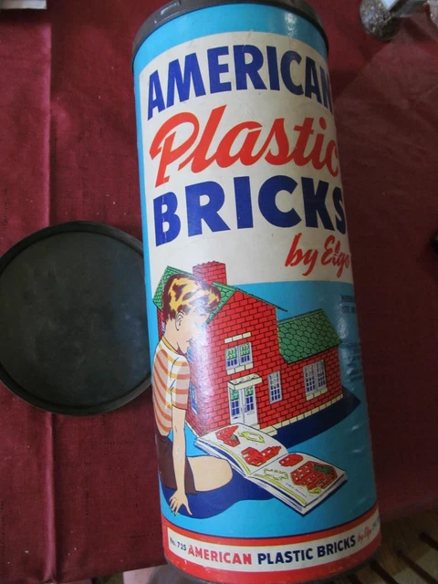 RARE AMERICAN PLASTIC Bricks #725 1950s Red and White pieces / Manual ...