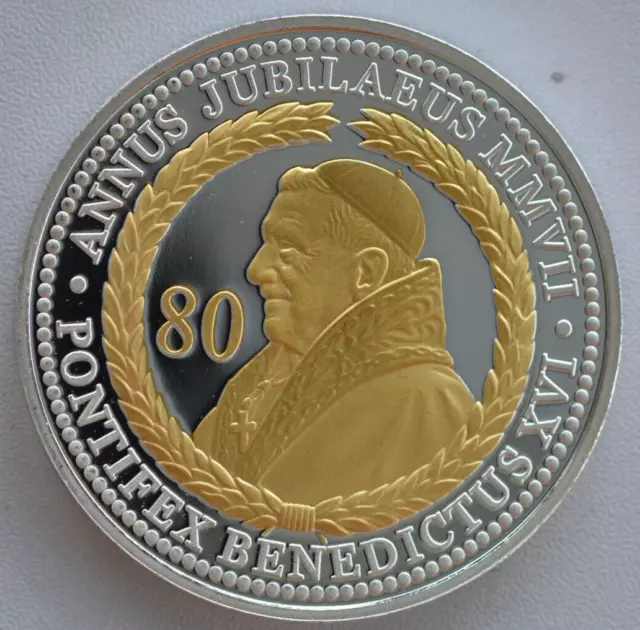 MDM Medaille Papst Benedikt XVI 80. Geburtstag in Kapsel