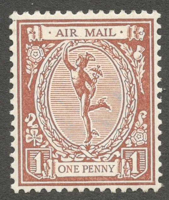 AOP GB 1923 Mercury Airmail essay 1d brown wmk. airplane perf. 14 MNH