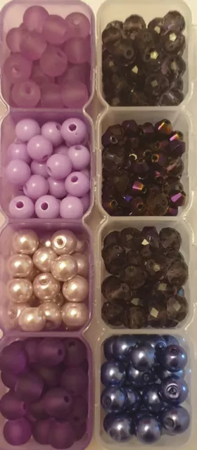 Joblot Beads. Purple, Lilac Assortment. Approx 1000, 4mm 6mm, Bead, Rondelle