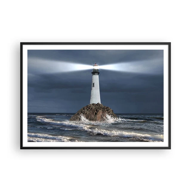 Affiche Poster 100x70cm Phare Et Mer - Décoration Murale Paysage Maritime, Papier, Marque ARTTOR, Neuf