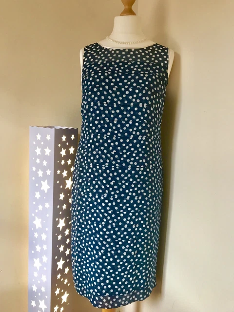 JACQUES VERT NEW Blue POLKA DOT LAYERED SHIFT DRESS SIZES 12 RRP