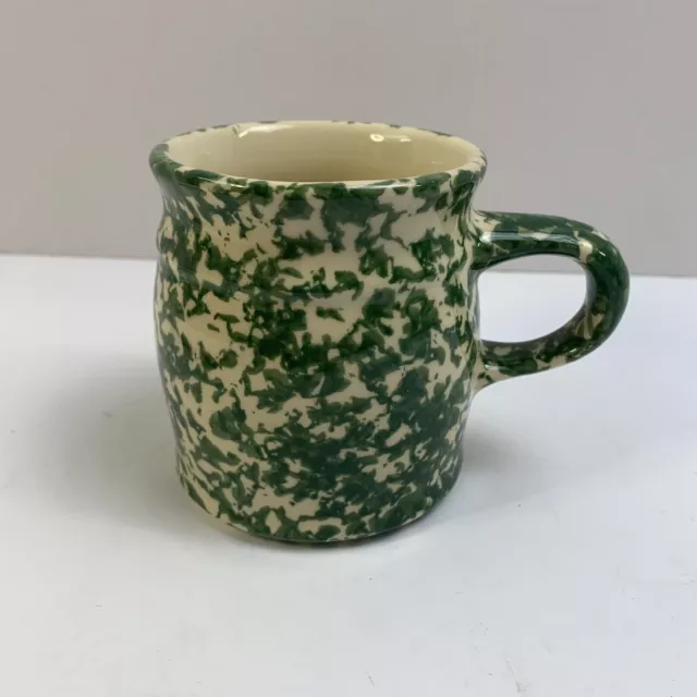 Roseville Gerald E Henn Pottery Green Spongeware 3.5" Mug Coffee Tea Cup USA