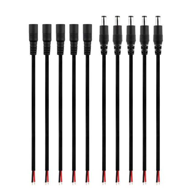 SIM&NAT DC Barrel Power Plug Pigtail Cable, 2.1mm x 5.5mm Male Female Barrel ...