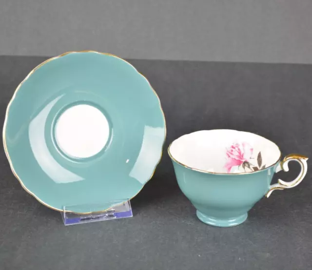 Crown Staffordshire Blue And White with Rose and Gold Trim Tea Cup