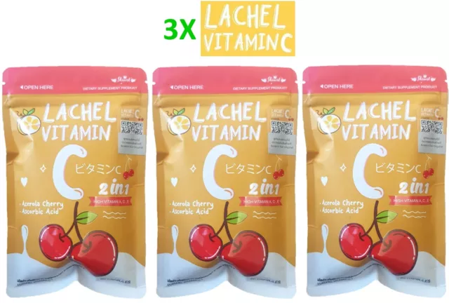 3X Lachel Vitamin C Acerola Cherry Antioxidant Beauty Skin Health Immune 60 Cap.