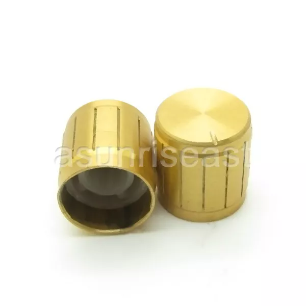 10 x Golden Rotary Cap Aluminum Knob for 6mm Knurled Splined Shaft Potentiometer