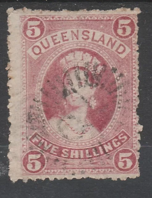 Queensland 1882 Qv Large Chalon 5/- Wmk Crown/Q Sideways Used