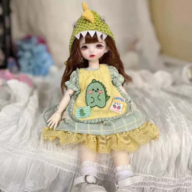Cute Girl Ball Jointed Kids Gift Full Set 1/6 BJD Doll Eyes Dress Makeup