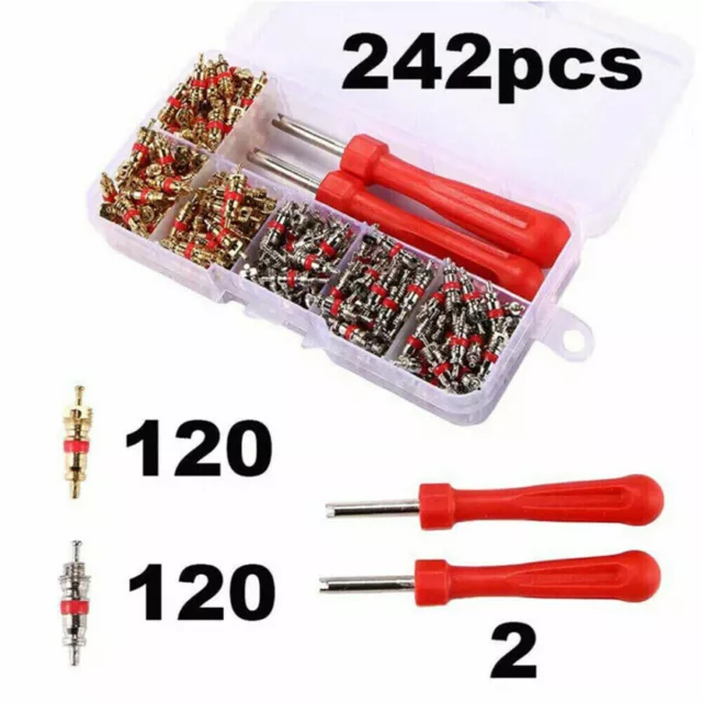 242Pcs X Assortment A/C Shrader Valve Core Removal Tool R12 R134 HVAC Valves Kit