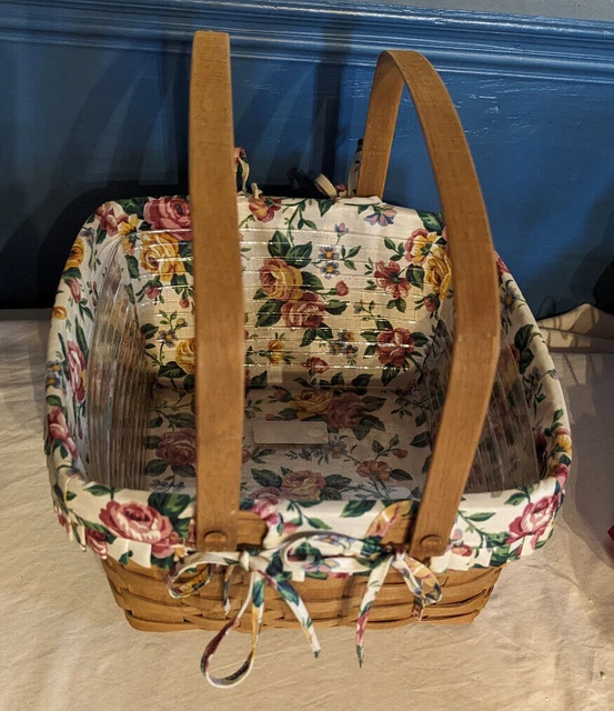 VTG LONGABERGER 1985 Cake Small Picnic Basket Tie Insert & Protector