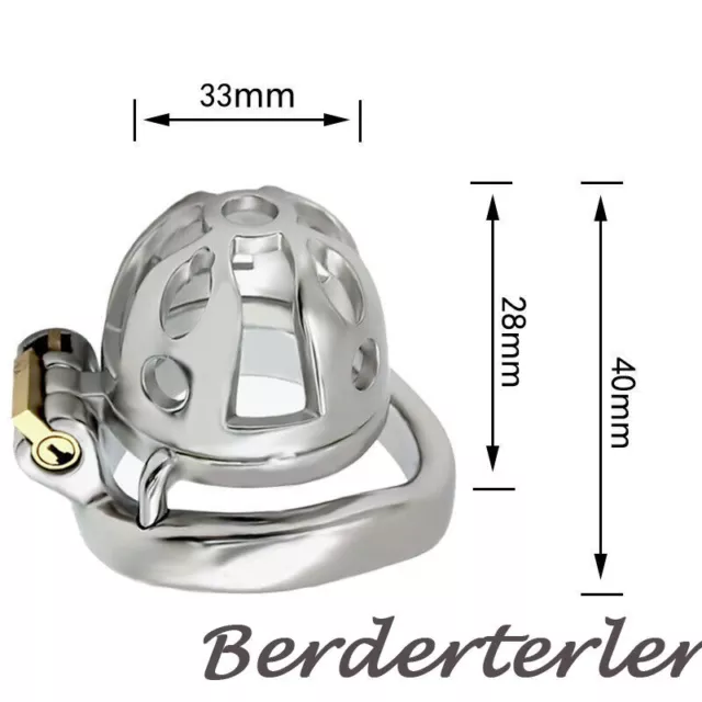 MEN STAINLESS STEEL Metal Male Chastity Device Sissy Small Short Cage ...