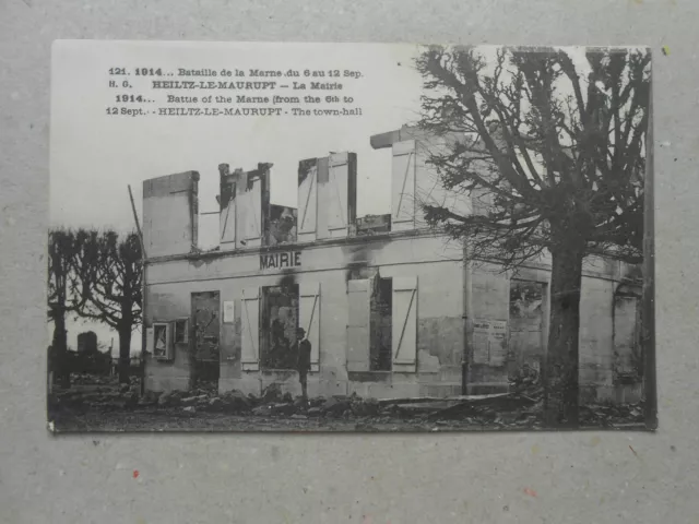 CPA guerre 1914 bataille marne heiltz le maurupt la mairie