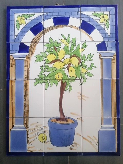 Tile Image On Box, handpainted tiles Mosaic Tiles Lemon Tree