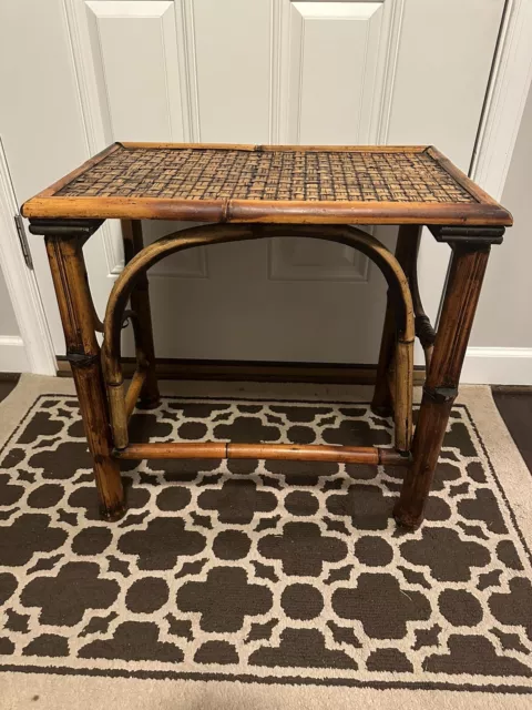 vintage tiger bamboo burned side table