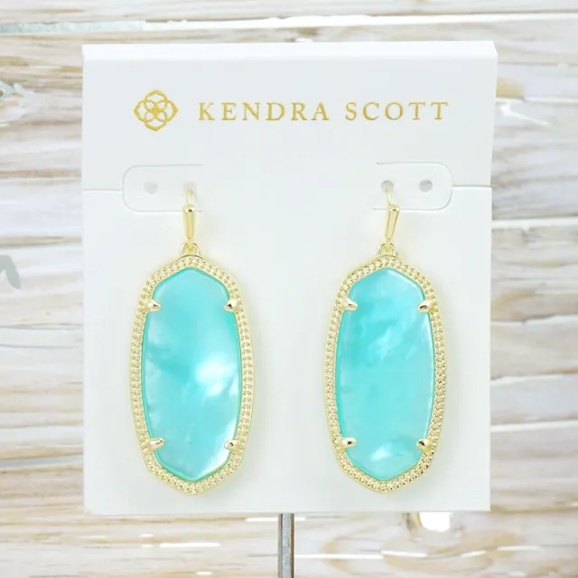 NWOT Kendra Scott Elle Aqua Illusion Drop earring Gold Tone