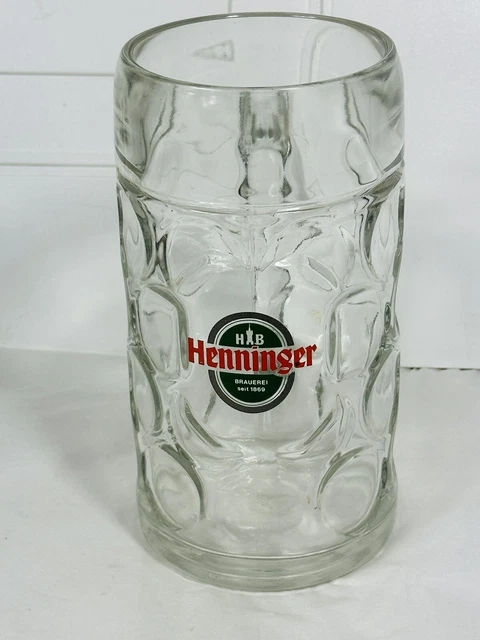 H B Henninger Handled Glass Beer Mug Preowned