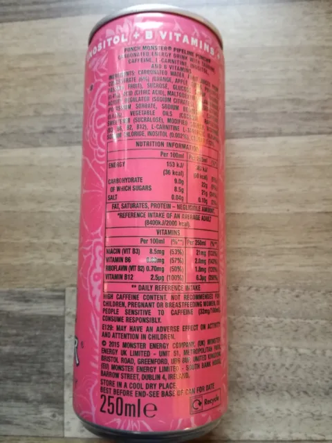250ml Monster Pipeline Punch Dose Full Voll 1 Can Energy drink UK Kein barcode