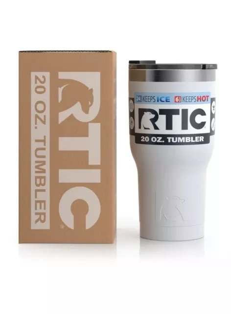 RTIC 20 oz Tumbler Hot Cold Double Wall Vacuum Insulated 20oz White, Matte