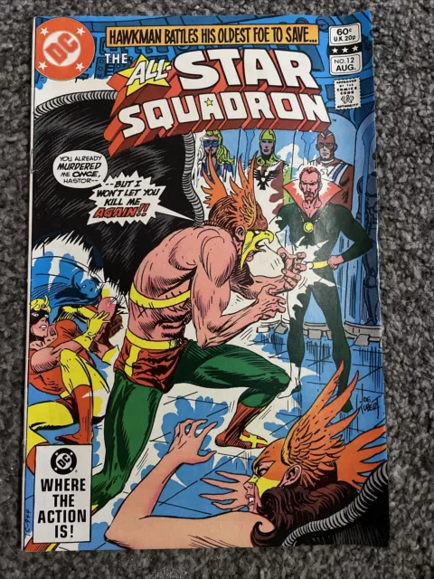 All-Star Squadron #12 : VF+ : Golden Age Hawkman Origin Dc Comics