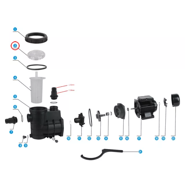 Pompe de piscine pièce de rechange TTSunSun HZS-200/300 couvercle filtre transparent 2