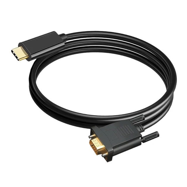 1M USB Type C to VGA Male Cable Converter 1080P for Screen Monitor Notebook