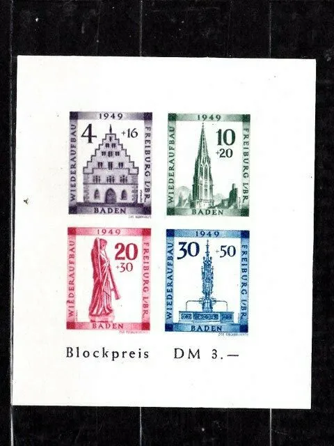 Franz.Zone,Baden,Block 1BVI,Plattenfehler,postfrisch,Mi.300.-€