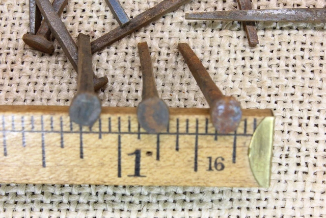 1 1/4” OLD Square head NAILS 50 REAL 1850’s vintage rustic patina 3/16” BRADS 3